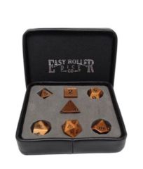 Legendary Copper 7 Piece Metal Dice Set - Black Signature Font